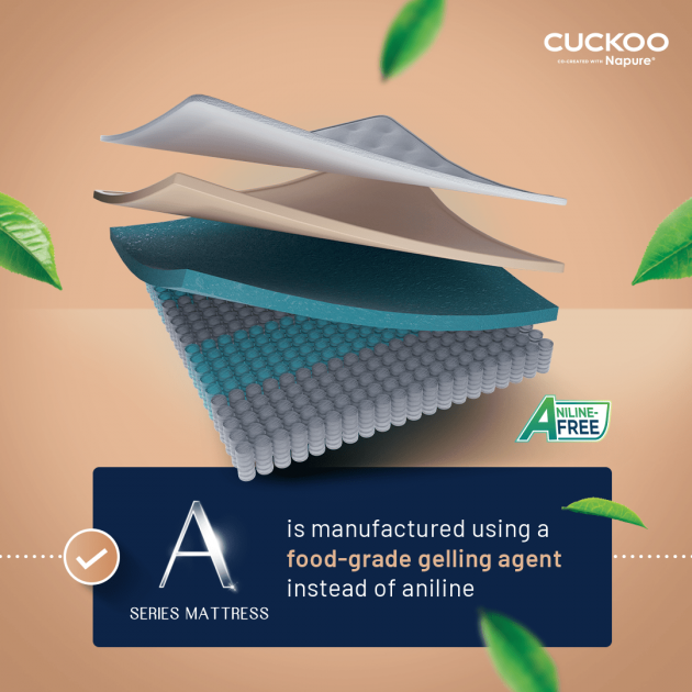 Cuckoo-A-Series-Mattress-using-a-food-grade-gelling-agent-instead-of-aniline